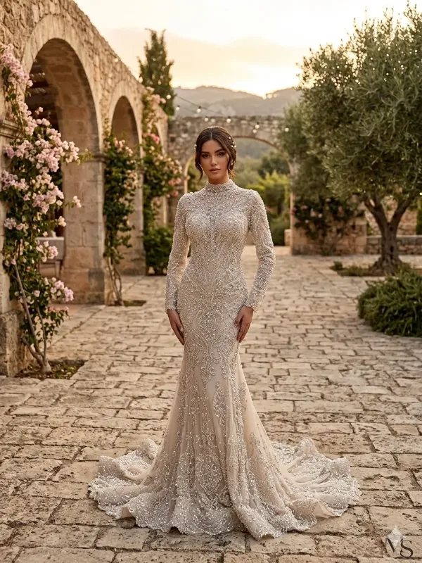 Nude soirée gown