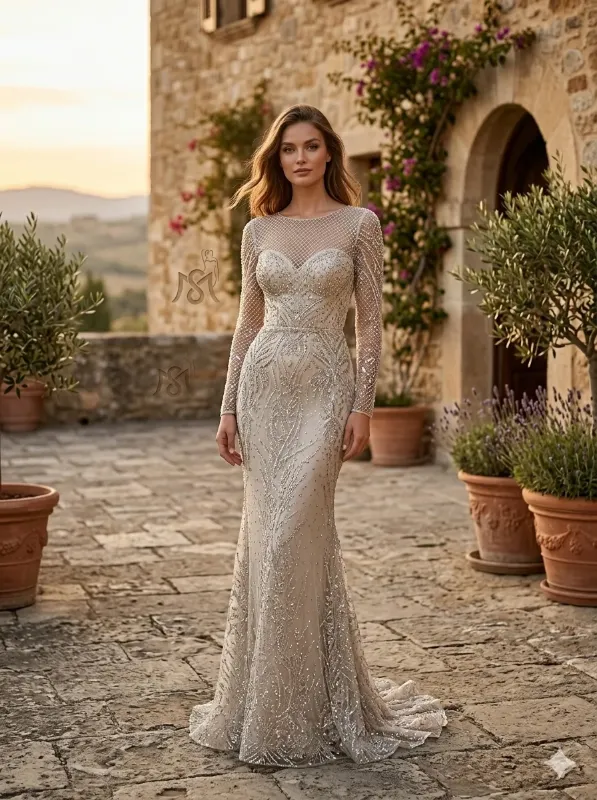 Nude soirée gown