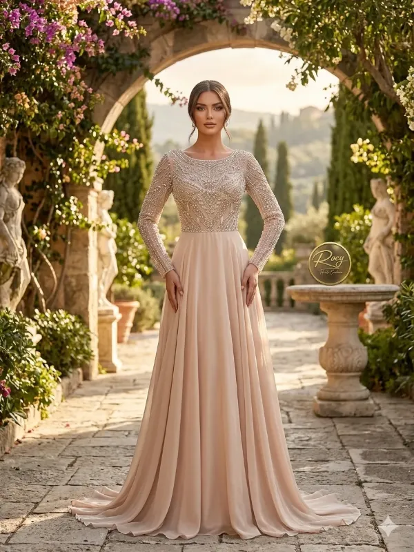Nude soirée gown