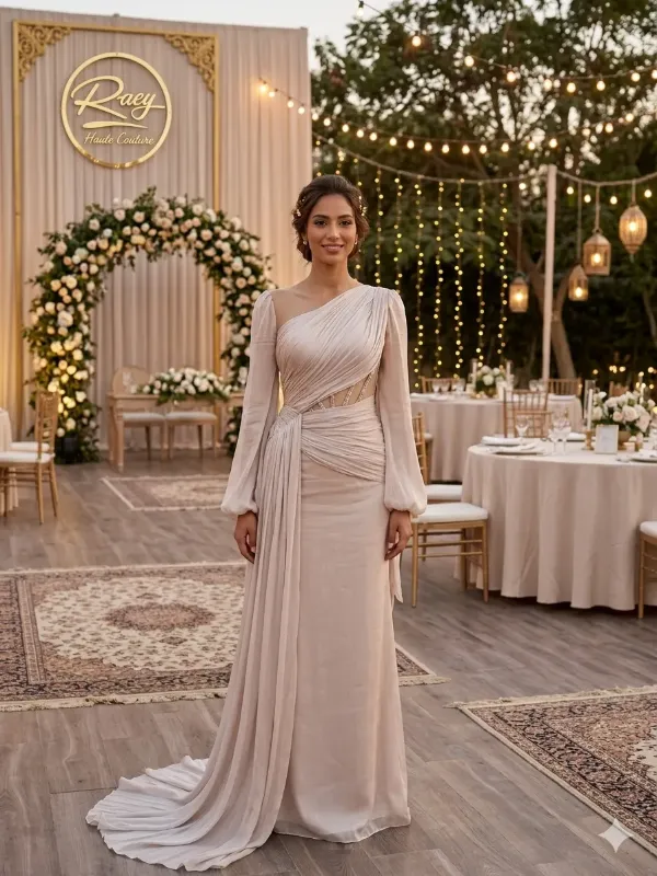Nude soirée gown