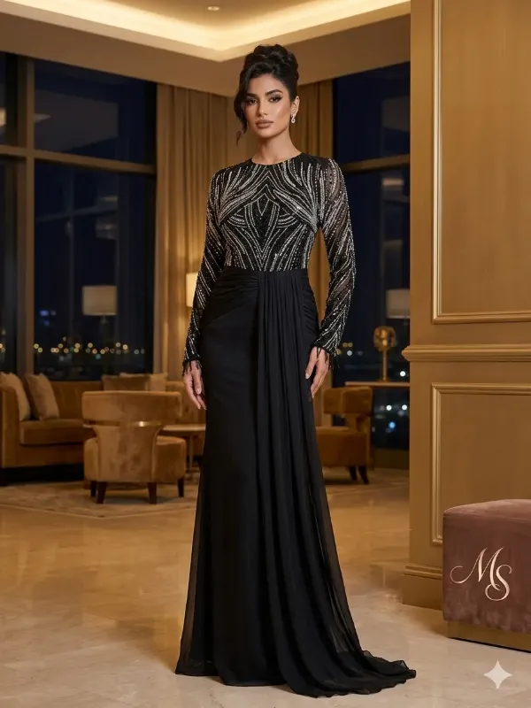 Black soirée gown