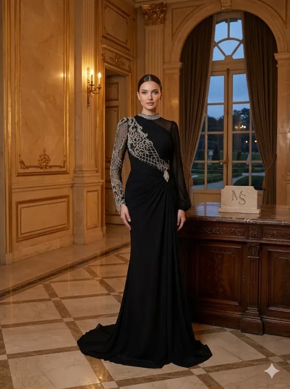 Black soirée gown