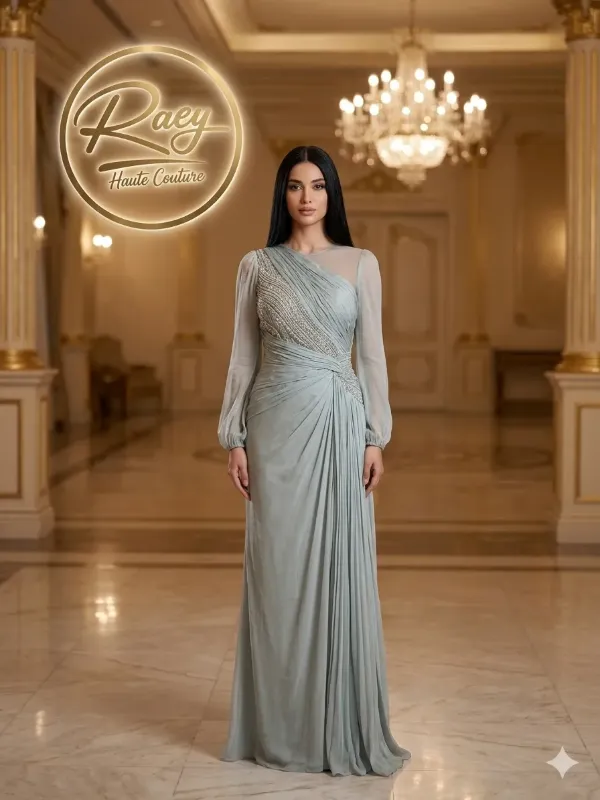 Silver soirée gown