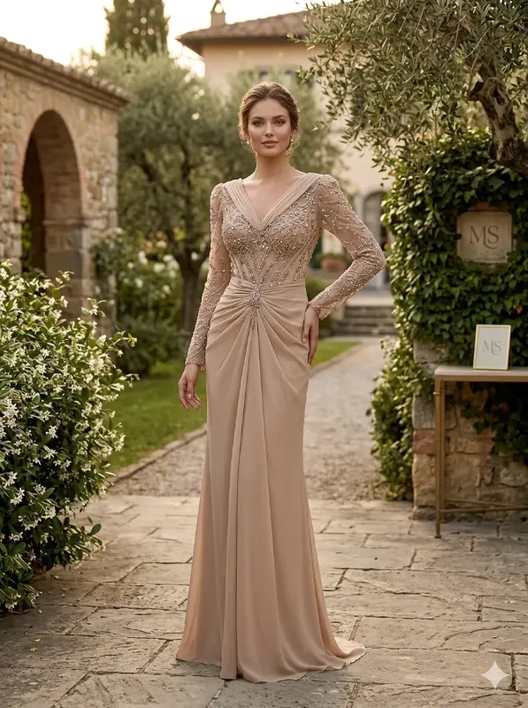 Nude soirée gown