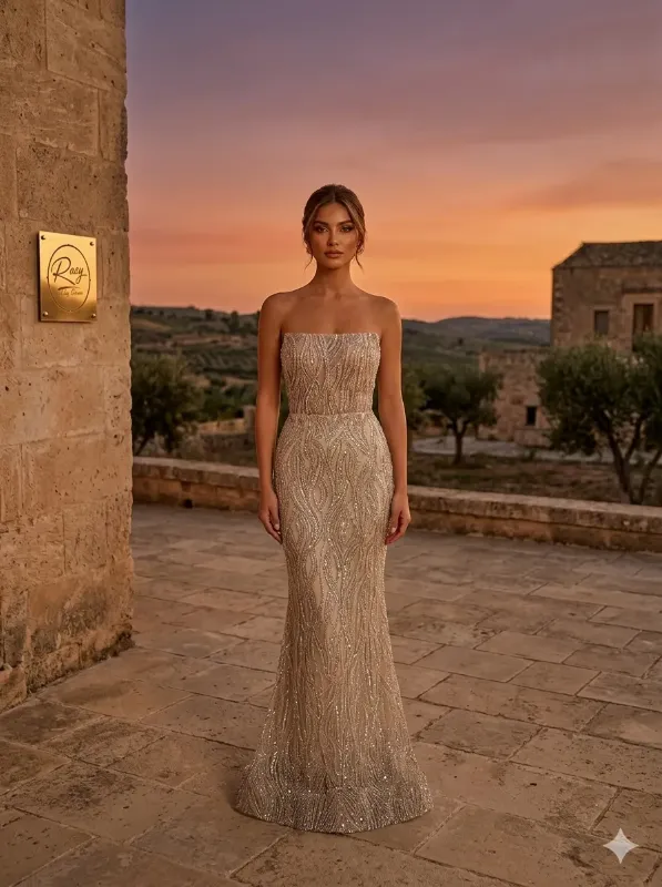 Nude soirée gown