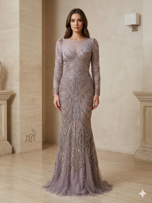Nude soirée gown