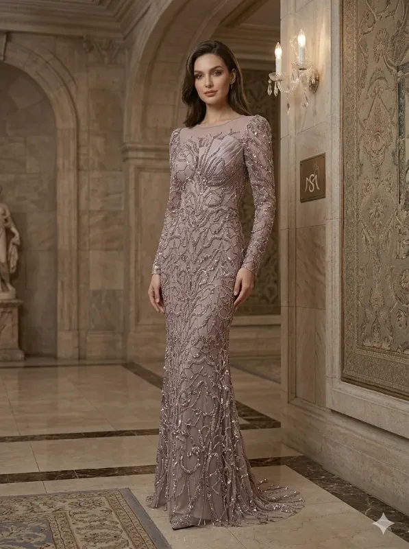 Nude soirée gown