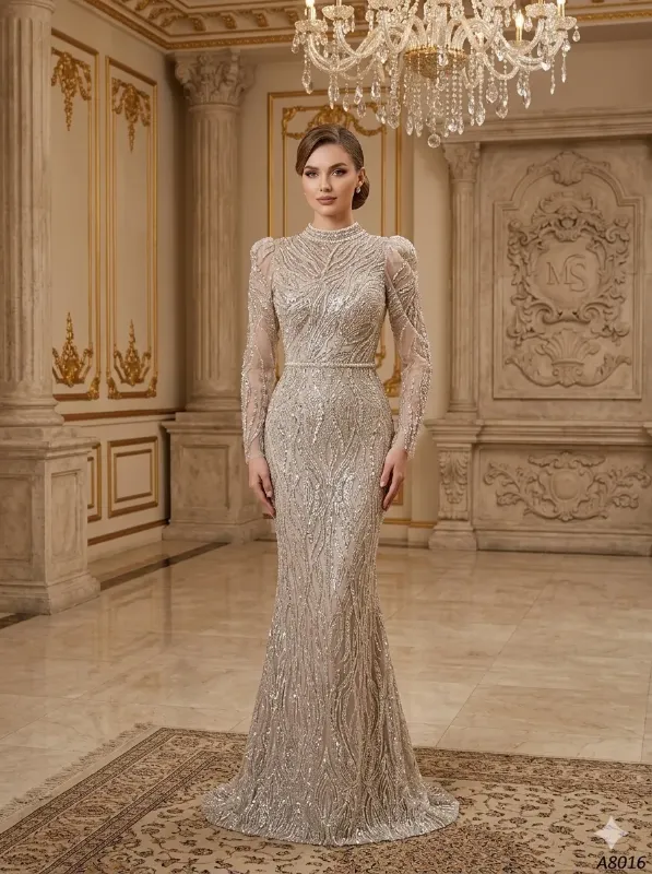 Nude soirée gown