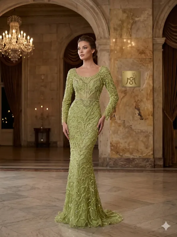 Gold soirée gown