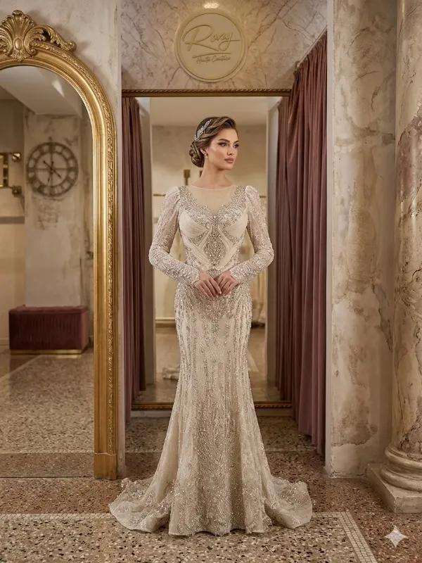 Nude soirée gown