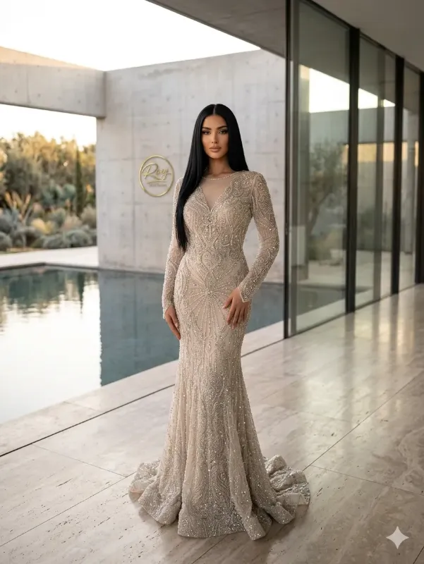 Grey soirée gown