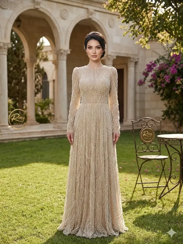 Beige soirée gown