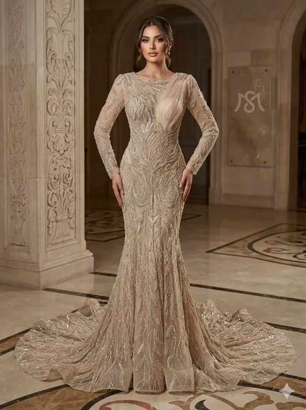 Nude soirée gown