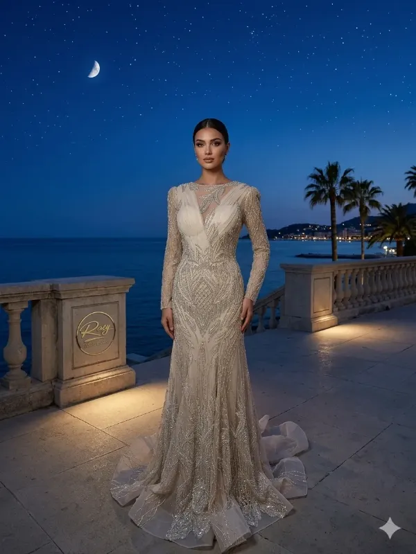 Nude soirée gown