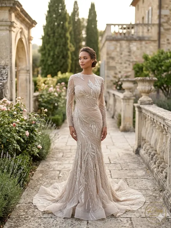 Nude soirée gown