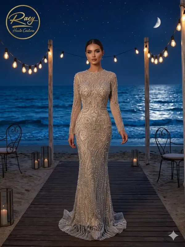 Nude soirée gown