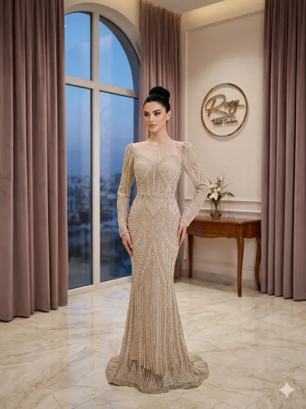 Grey soirée gown