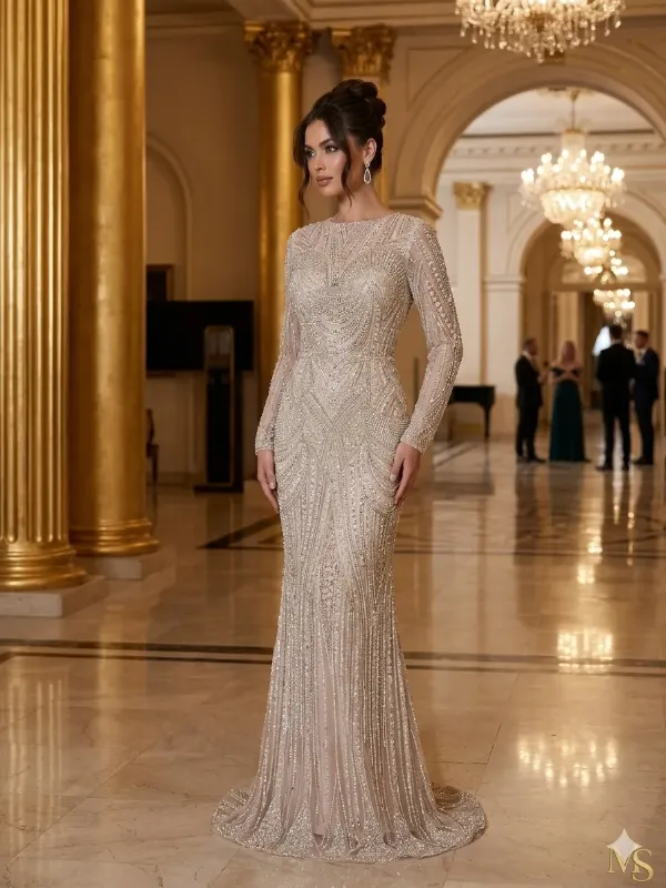 Silver soirée gown
