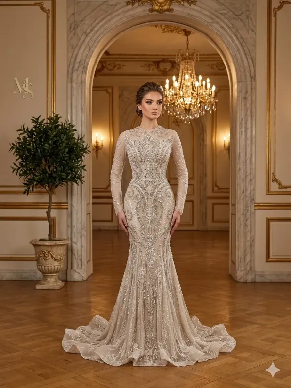 Nude soirée gown