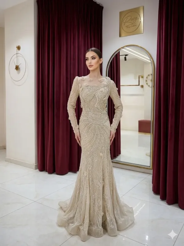 Burgundy soirée gown