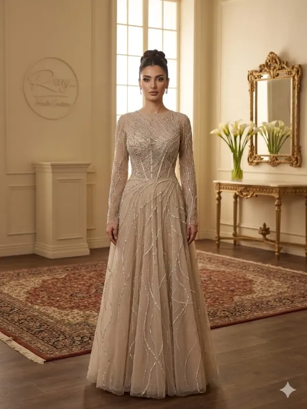 Nude soirée gown