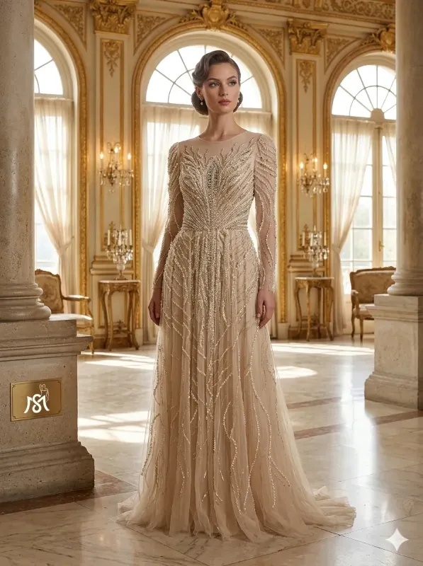 Nude soirée gown