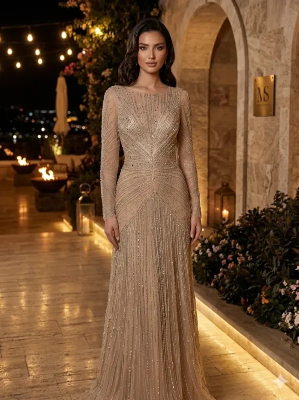 Nude soirée gown
