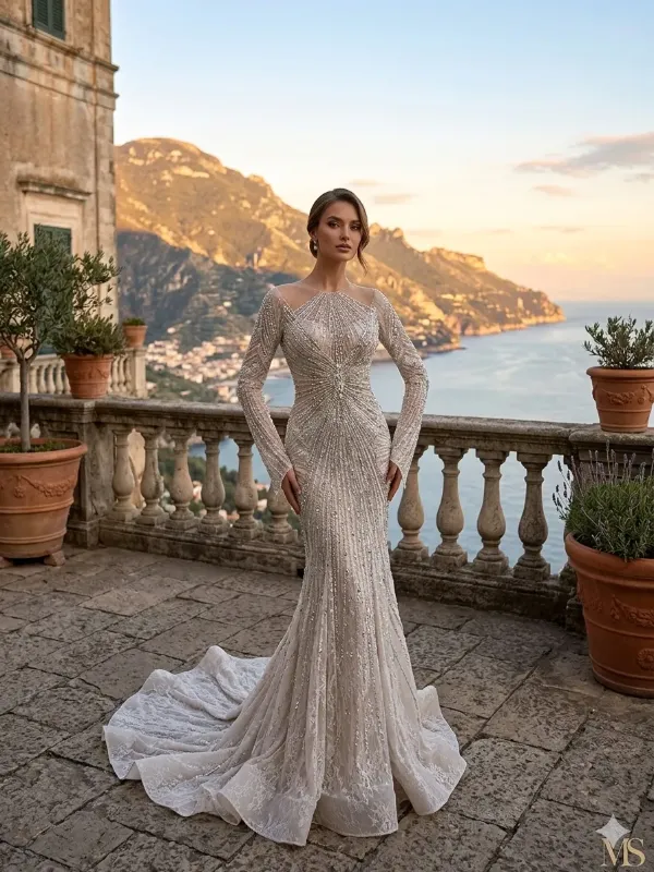 Silver soirée gown