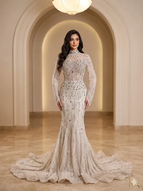 Nude soirée gown
