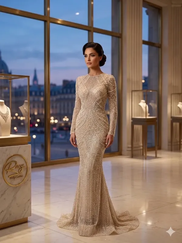 Navy soirée gown