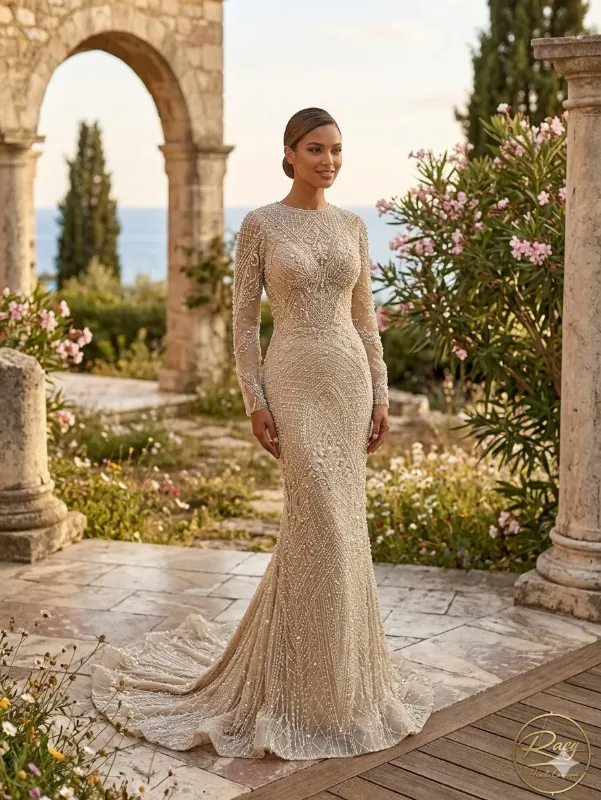Nude soirée gown