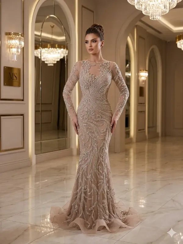 Beige soirée gown