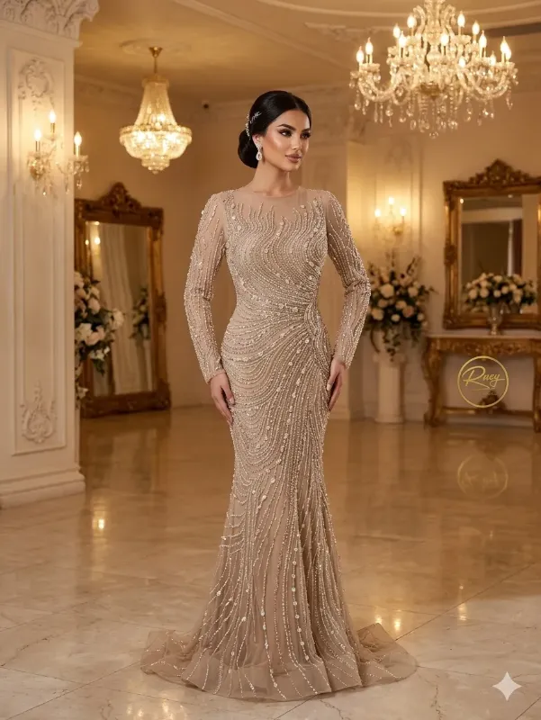 Nude soirée gown