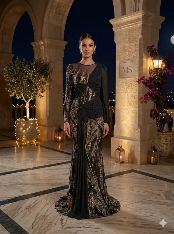 Grey soirée gown