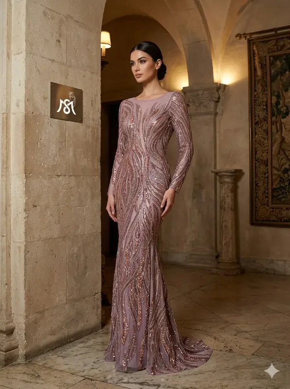 Brown soirée gown