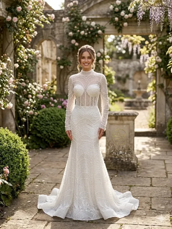 Silver soirée gown