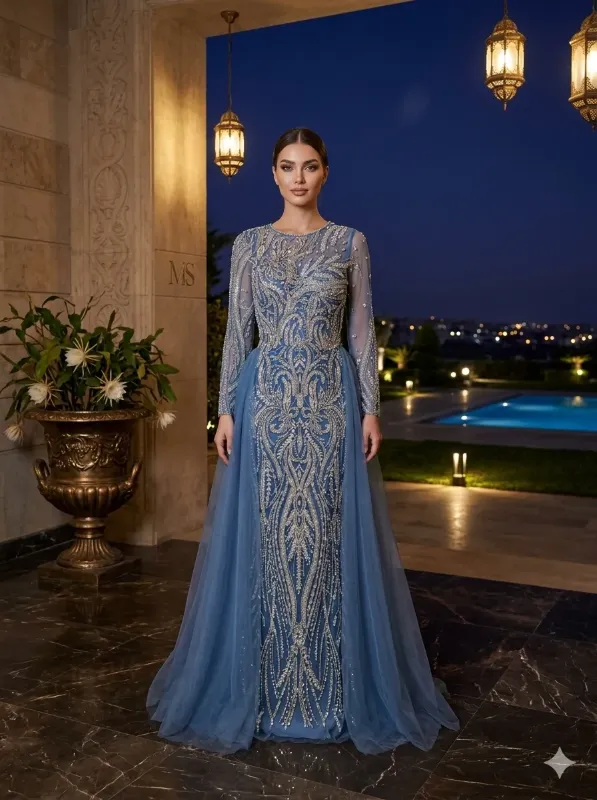 Grey soirée gown