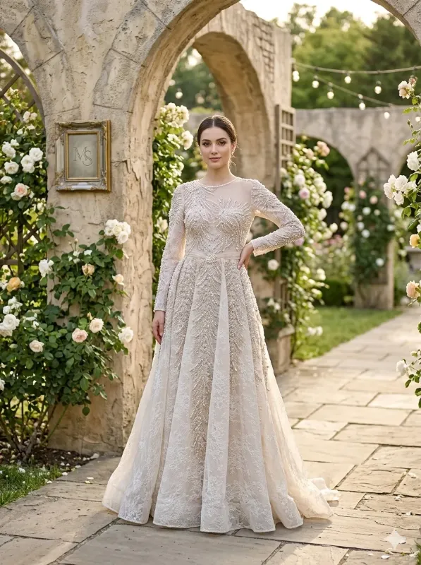 Silver soirée gown
