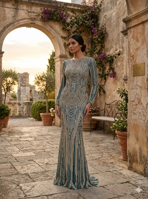 Grey soirée gown