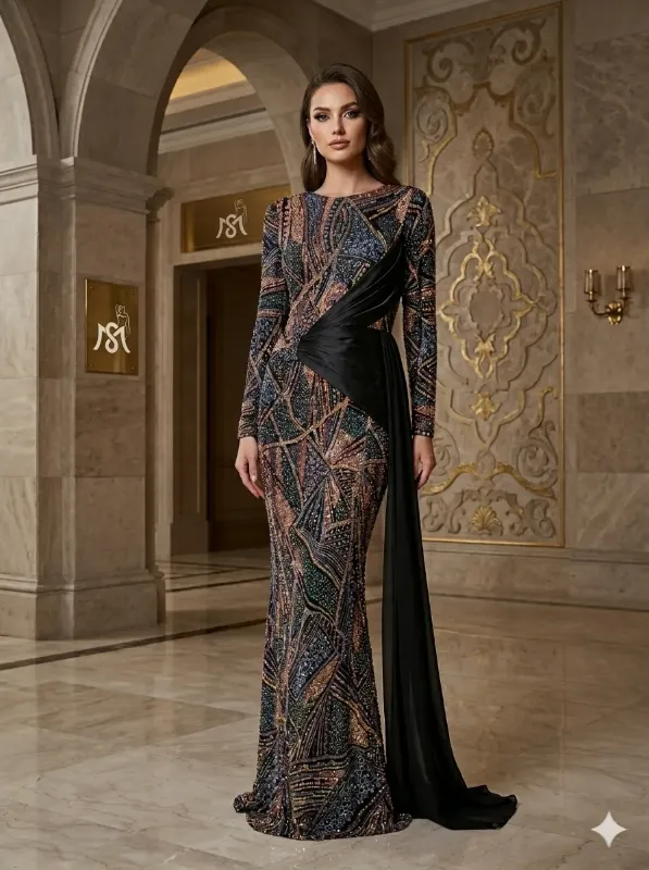 Black soirée gown