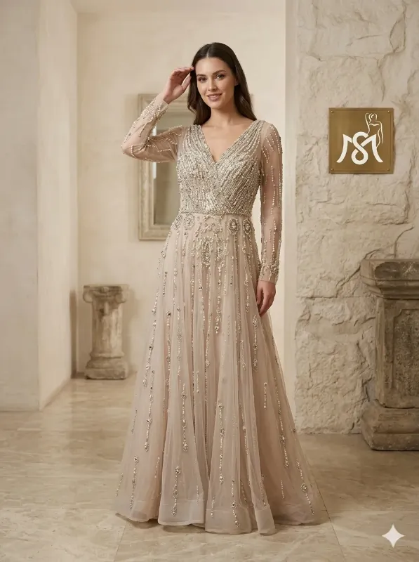Nude soirée gown