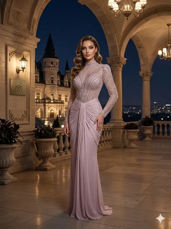 Pink soirée gown