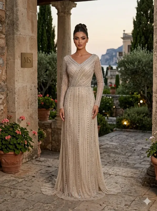 Nude soirée gown