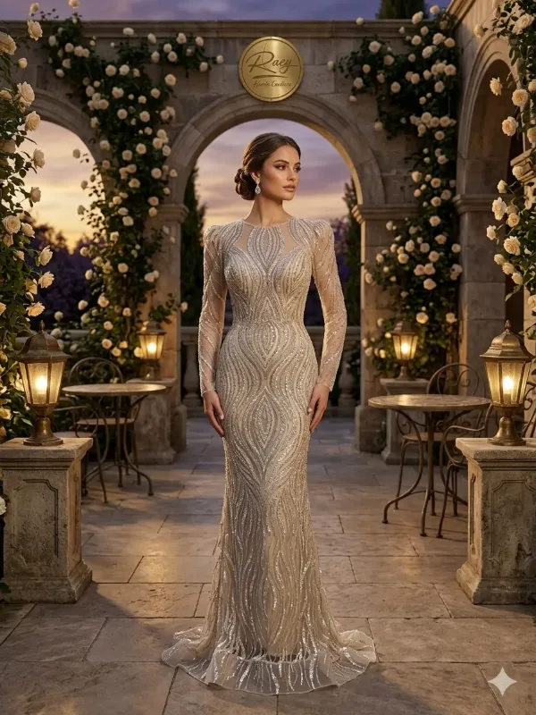 Nude soirée gown