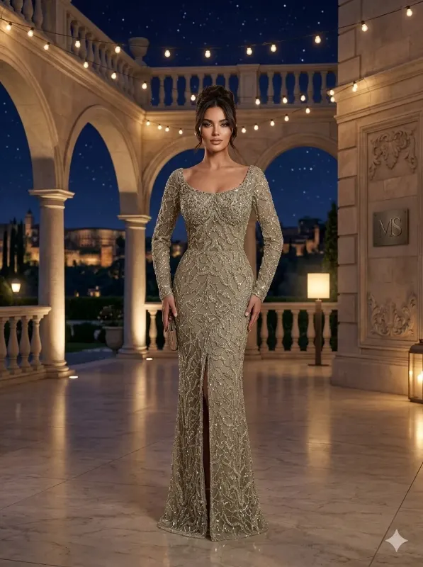 Brown soirée gown