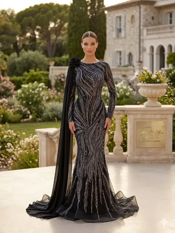 Grey soirée gown