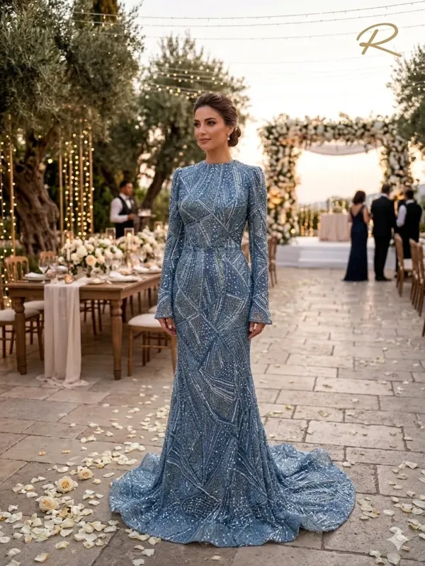 Grey soirée gown