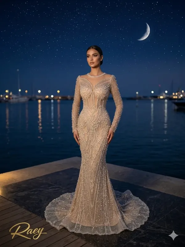 Nude soirée gown