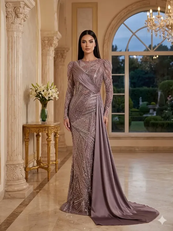 Brown soirée gown