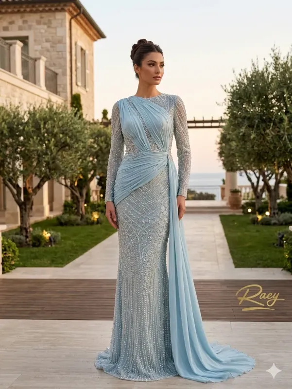 Grey soirée gown